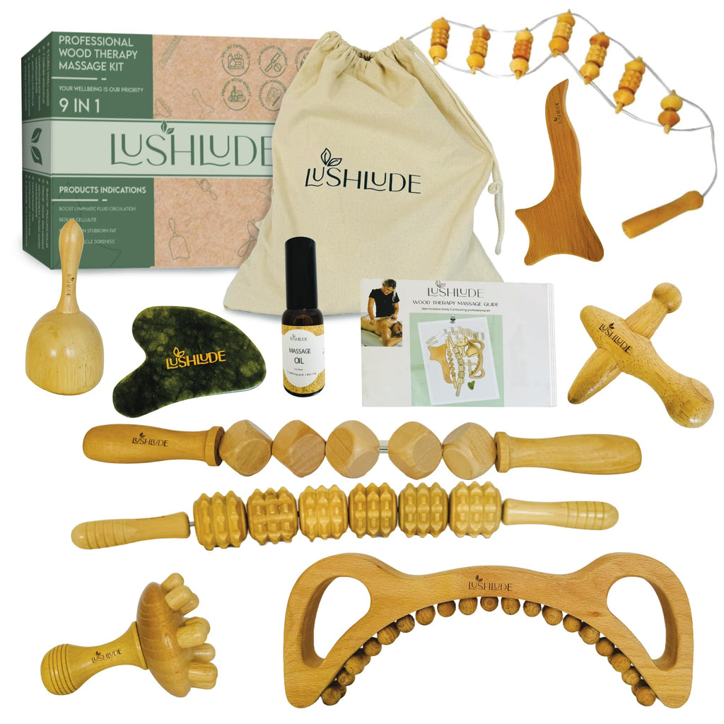 9-in-1 Wooden Massage & Self-Care Tool Kit