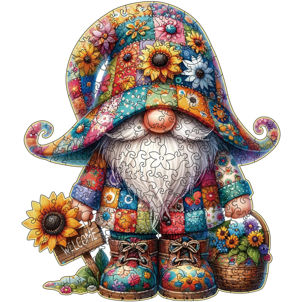 Wooden Gnome Jigsaw Puzzle for Adults – 200-Piece Art Puzzle