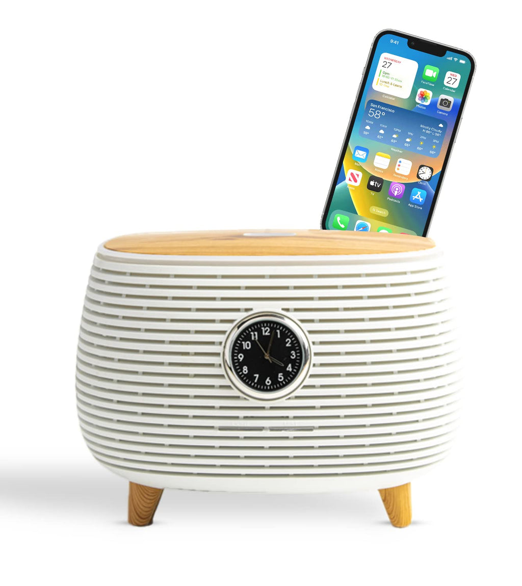 Wood-Grain Aromatherapy Diffuser with Bluetooth Speaker & Clock